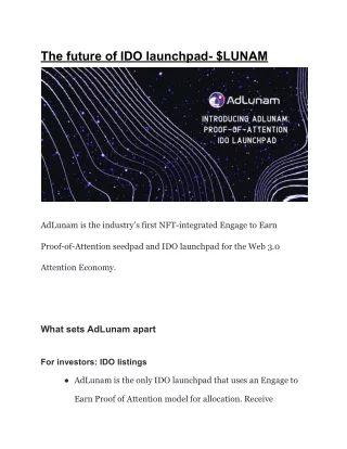 The future of IDO launchpad- $LUNAM