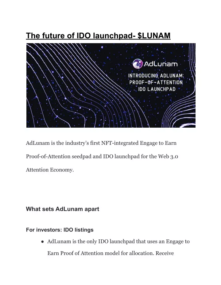 the future of ido launchpad lunam