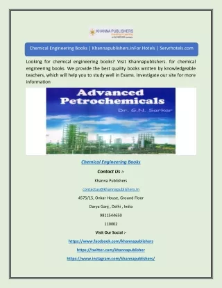 Chemical Engineering Books | Khannapublishers.in