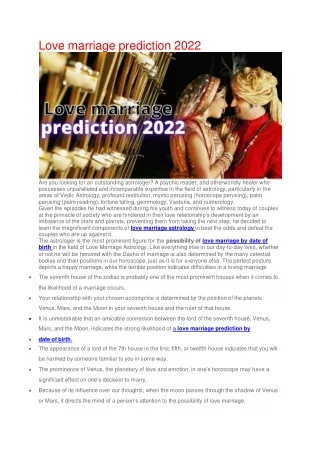 Love marriage Love marriage prediction 2022 - Vashikaran Specprediction 2022 PPT