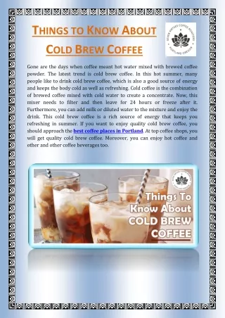 t hings to k now a bout c old b rew c offee