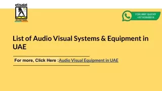 List of Audio Visual Systems & Equipment in UAE