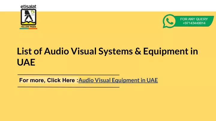 list of audio visual systems equipment in uae