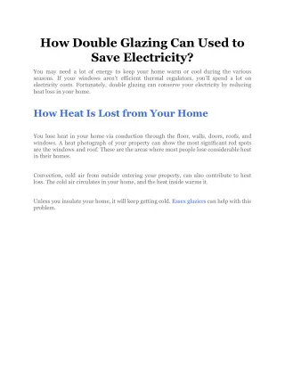how double glazing can used to save electricity