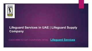 Find the list of Lifeguard Services in UAE | Lifeguard Supply Company