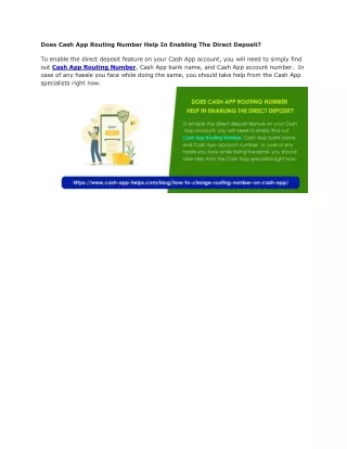 does cash app routing number help in enabling
