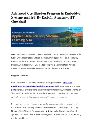 advanced certification program in embedded