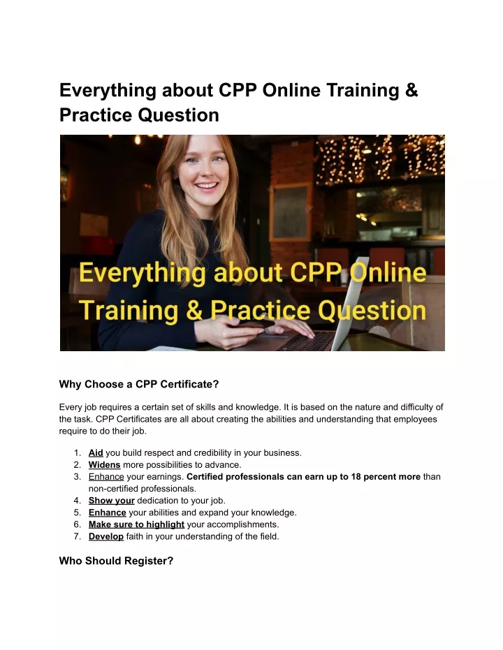 everything about cpp online training practice