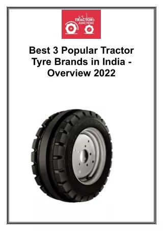 Best 3 Popular Tractor Tyre Brands in India - Overview in 2022