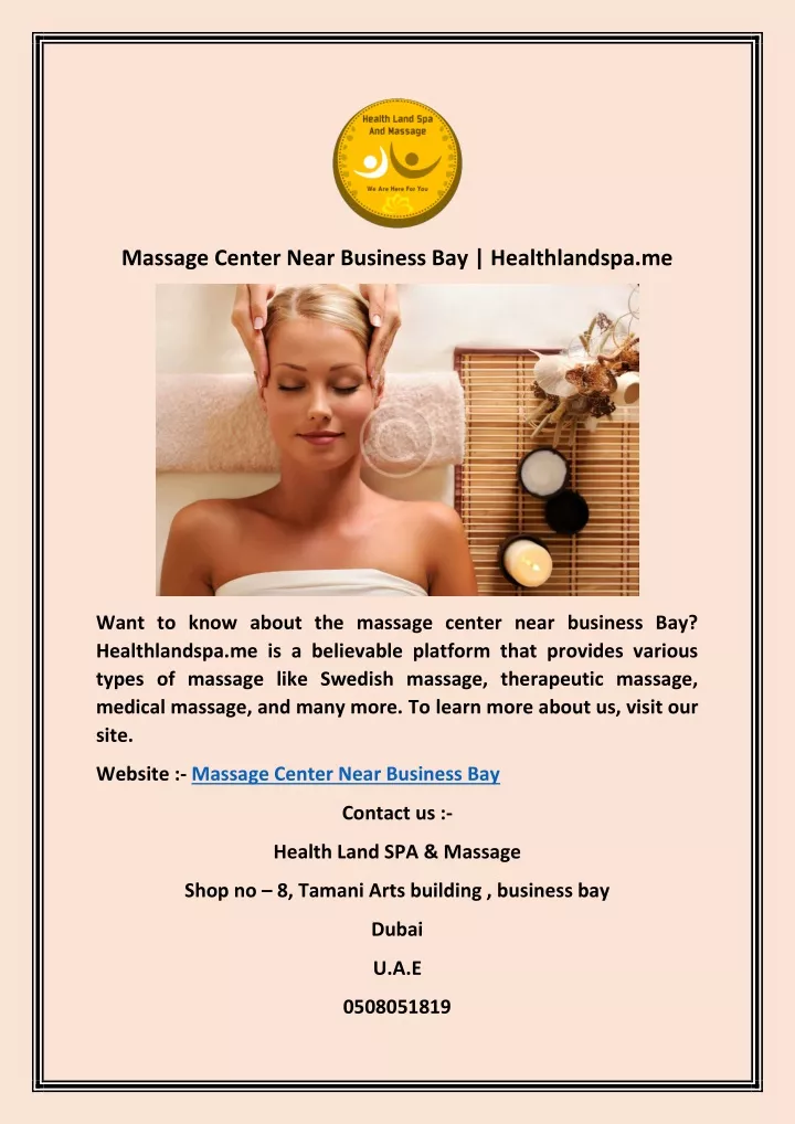 Ppt Massage Center Near Business Bay Healthlandspa Me Powerpoint