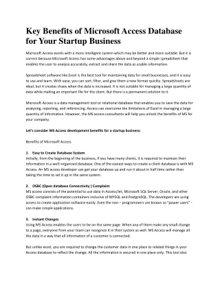 Key Benefits of Microsoft Access Database for Your Startup Business