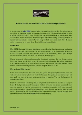 How to choose the best wire EDM manufacturing company