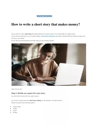 how to write a short story that makes money