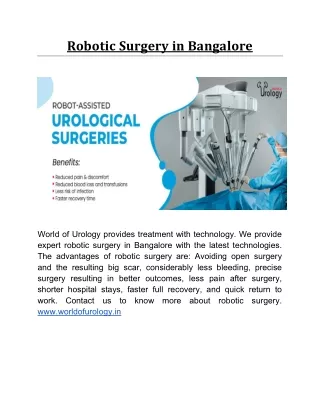 robotic surgery in bangalore