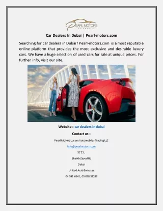 Car Dealers In Dubai Pearl-motors