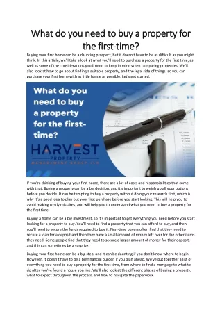 What do you need to buy a property for  the first-time?