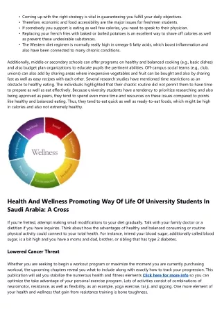 Health And Wellness Promoting Way Of Living Of University Students In Saudi Arab