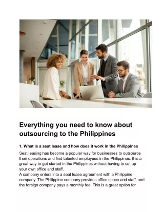 Everything you need to know about outsourcing to the Philippines