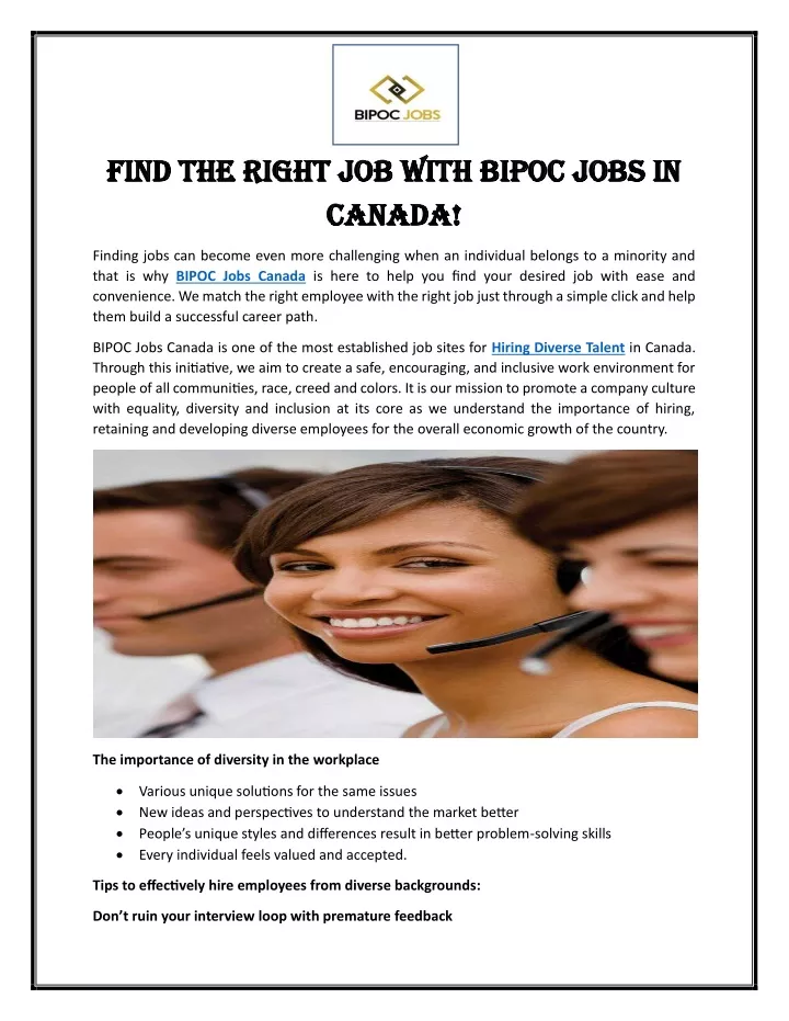 find the right job with bipoc jobs in find