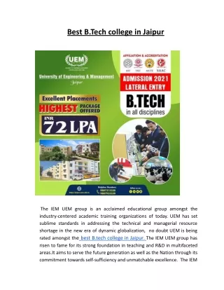 best b tech college in jaipur