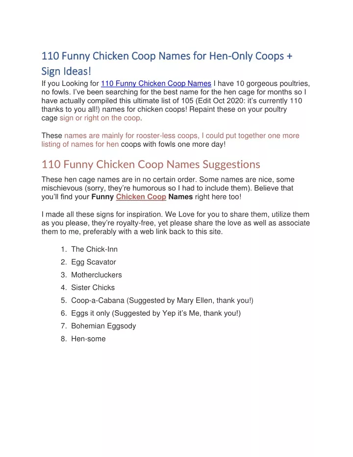 110 funny chicken coop names for hen 110 funny