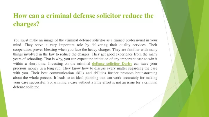 how can a criminal defense solicitor reduce the charges