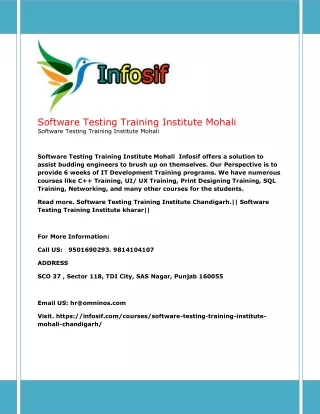 Software Testing Training Institute Mohali