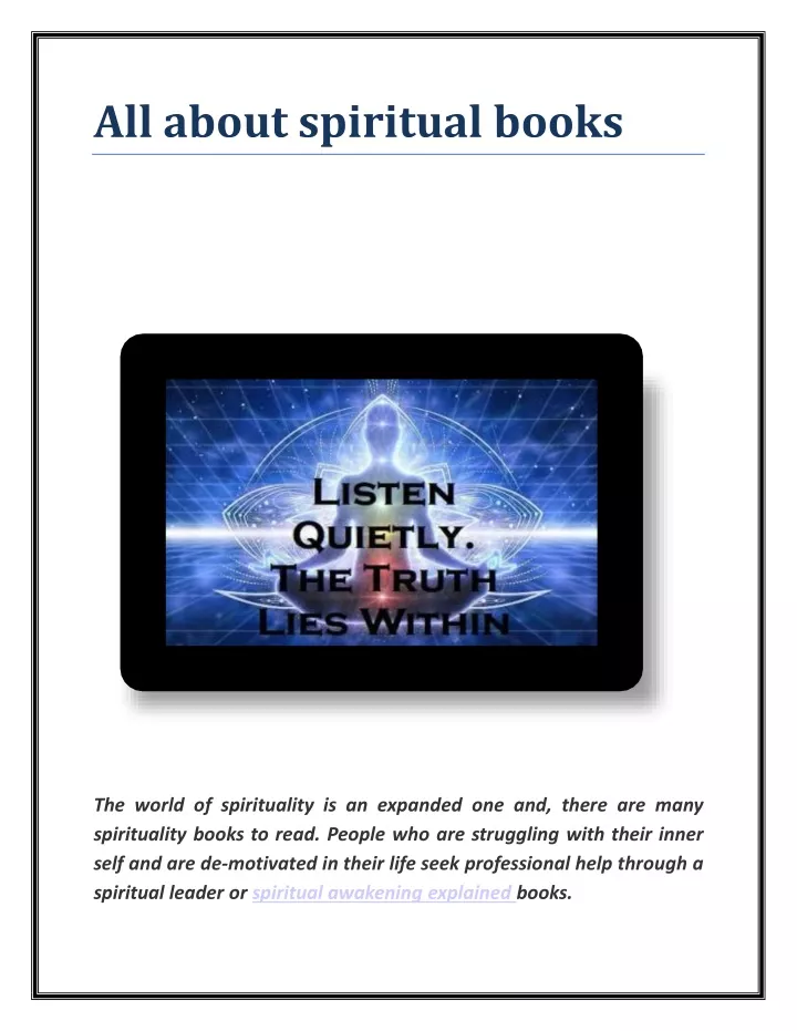 all about spiritual books