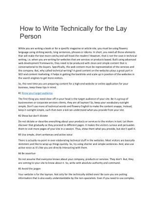 how to write technically for the lay person