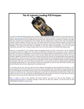 the 1 industry leading pcb protypes