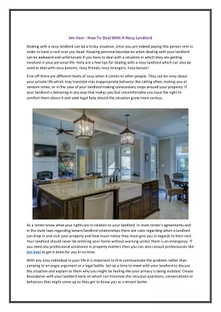 Jim Vani - How To Deal With A Nosy Landlord