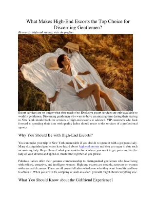 what makes high end escorts the top choice