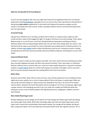 what are the benefits of a pruvit reboot