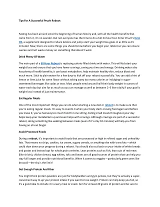 tips for a successful pruvit reboot