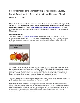 prebiotic ingredients market by type application