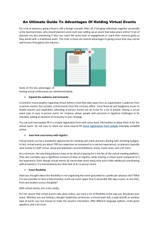 An Ultimate Guide To Advantages Of Holding Virtual Events