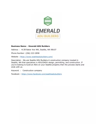 business name emerald adu builders