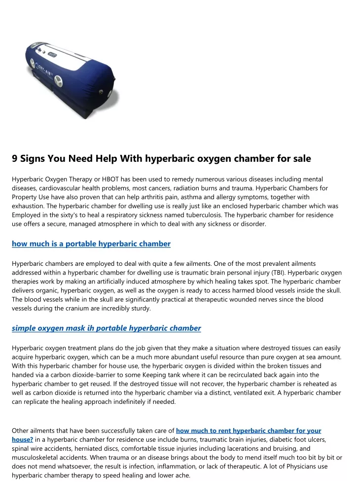 9 signs you need help with hyperbaric oxygen