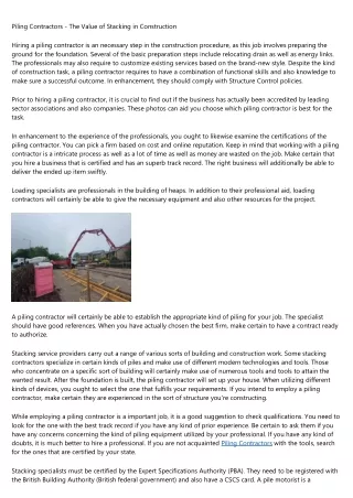 24 Hours to Improving piling companies - Vxcel Piling