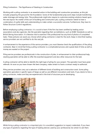 24 Hours to Improving piling companies - Vxcel Piling