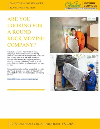 VALET MOVING SERVICES - ARE YOU LOOKING FOR A ROUND ROCK MOVING COMPANY