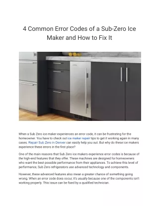 4 Common Error Codes of a Sub-Zero Ice Maker and How to Fix It