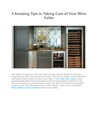 5 Amazing Tips in Taking Care of Your Wine Cellar