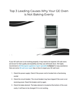 Top 3 Leading Causes Why Your GE Oven is Not Baking Evenly