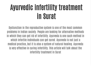Ayurvedic infertility treatment in Surat