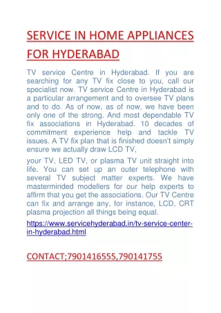 SERVICE IN HOME APPLIANCES IN  HYDERABAD