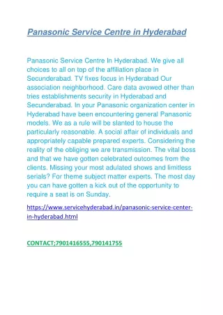 TOP Panasonic Service Centre in Hyderabad