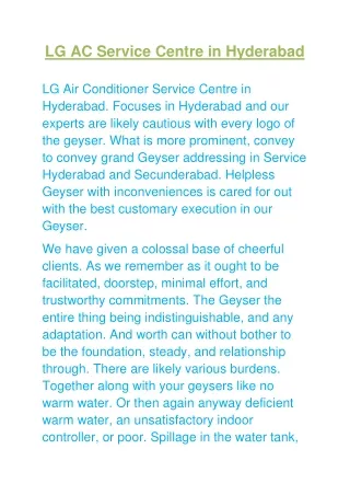 LG AC SERVICE  CENTER IN HYDERBAD