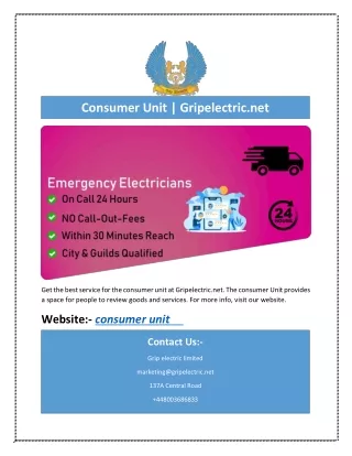 Consumer Unit | Gripelectric.net