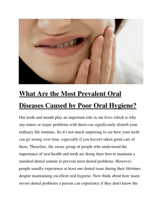What Are the Most Prevalent Oral Diseases Caused by Poor Oral Hygiene